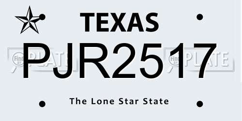 PJR2517 Texas License Plate