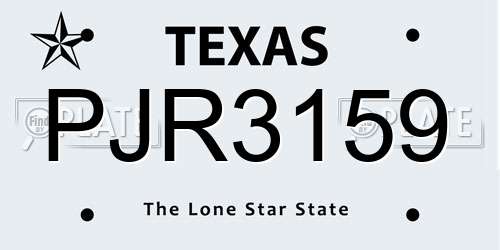 PJR3159 Texas License Plate