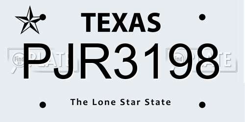 PJR3198 Texas License Plate