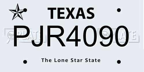 PJR4090 Texas License Plate
