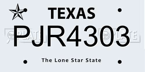PJR4303 Texas License Plate