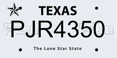 PJR4350 Texas License Plate