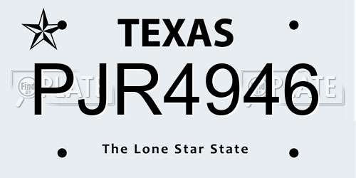 PJR4946 Texas License Plate