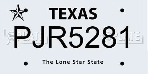 PJR5281 Texas License Plate