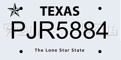 PJR5884 Texas License Plate