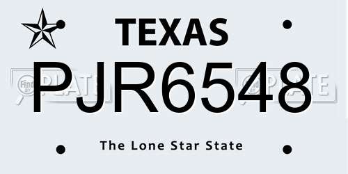 PJR6548 Texas License Plate