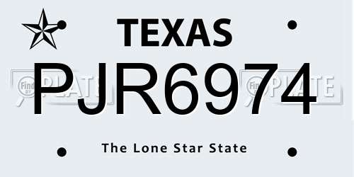PJR6974 Texas License Plate