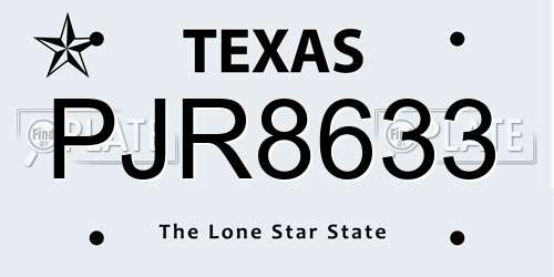PJR8633 Texas License Plate