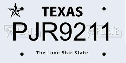 PJR9211 Texas License Plate