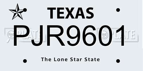 PJR9601 Texas License Plate
