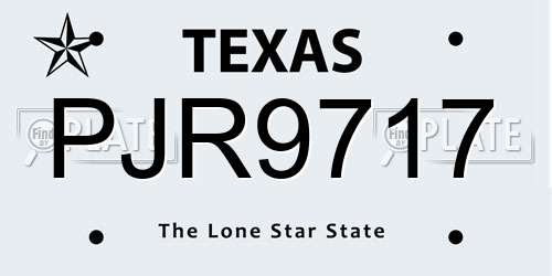 PJR9717 Texas License Plate