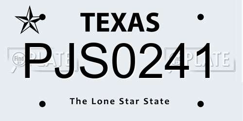 PJS0241 Texas License Plate