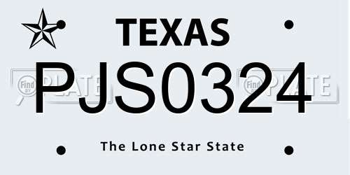 PJS0324 Texas License Plate