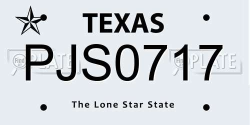 PJS0717 Texas License Plate