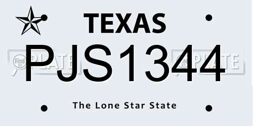 PJS1344 Texas License Plate