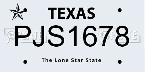 PJS1678 Texas License Plate