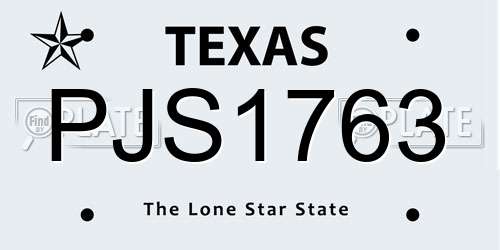 PJS1763 Texas License Plate