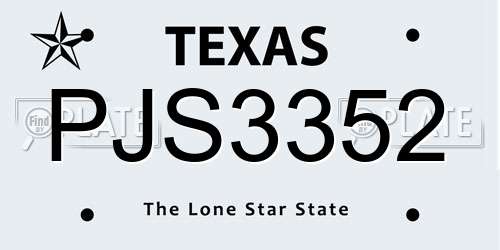 PJS3352 Texas License Plate