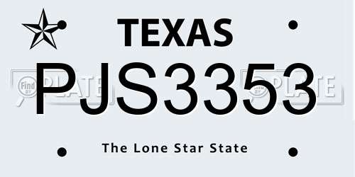 PJS3353 Texas License Plate