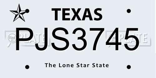 PJS3745 Texas License Plate