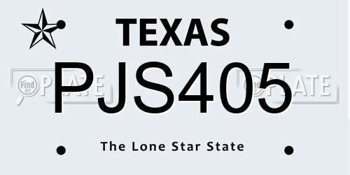 PJS405 Texas License Plate