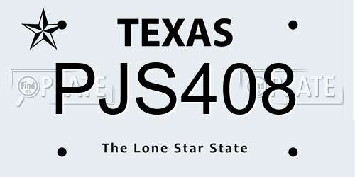 PJS408 Texas License Plate