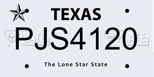PJS4120 Texas License Plate