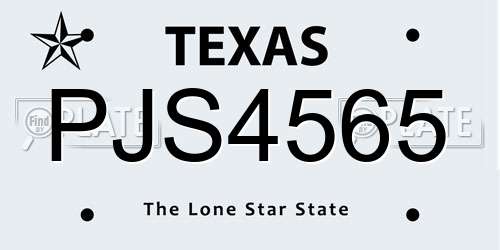 PJS4565 Texas License Plate