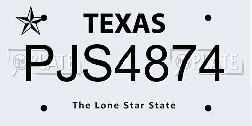 PJS4874 Texas License Plate