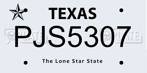 PJS5307 Texas License Plate