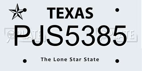 PJS5385 Texas License Plate