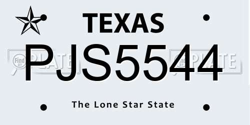 PJS5544 Texas License Plate