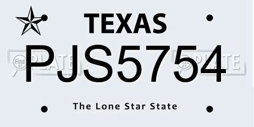 PJS5754 Texas License Plate