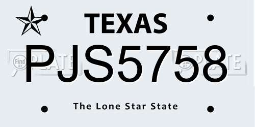 PJS5758 Texas License Plate
