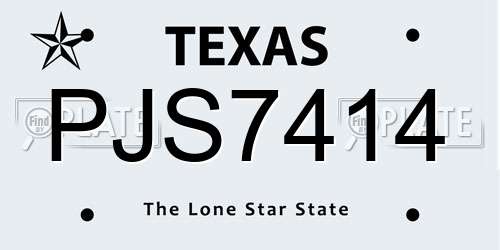 PJS7414 Texas License Plate