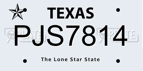 PJS7814 Texas License Plate