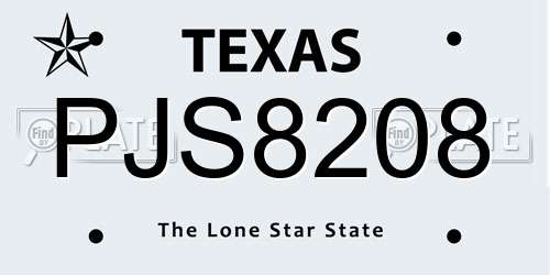 PJS8208 Texas License Plate