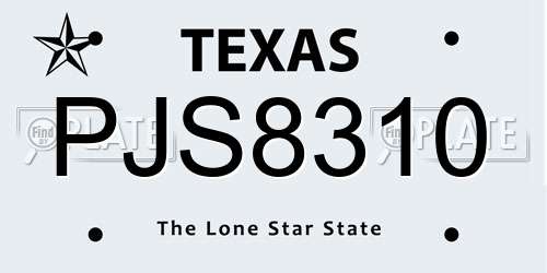 PJS8310 Texas License Plate