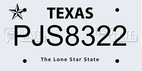 PJS8322 Texas License Plate