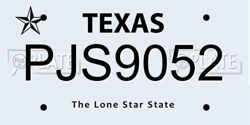 PJS9052 Texas License Plate