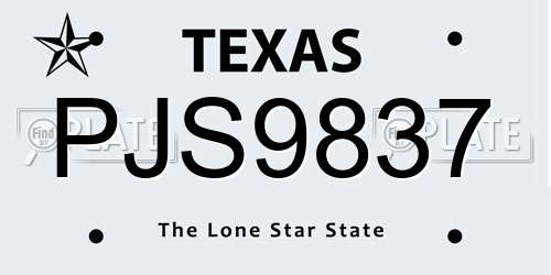 PJS9837 Texas License Plate