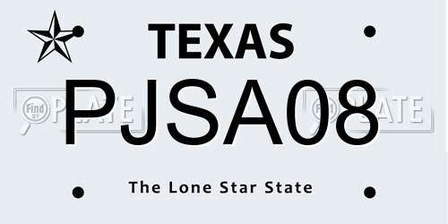 PJSA08 Texas License Plate