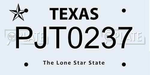 PJT0237 Texas License Plate