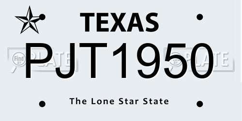 PJT1950 Texas License Plate