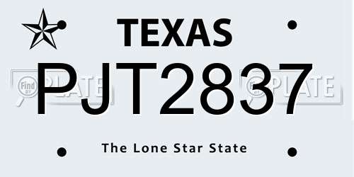 PJT2837 Texas License Plate