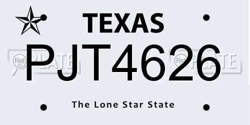 PJT4626 Texas License Plate