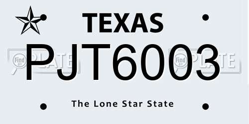 PJT6003 Texas License Plate