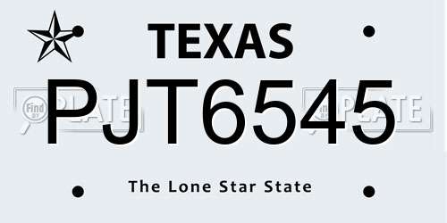 PJT6545 Texas License Plate