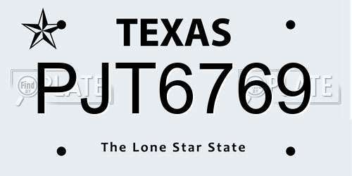 PJT6769 Texas License Plate