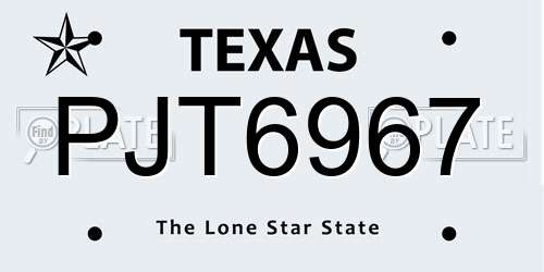 PJT6967 Texas License Plate